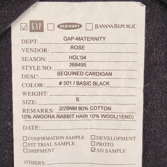 GAP Sequined Cardigan Angora Wool Cotton Blend Size S Black Blue - Picture 6 of 8